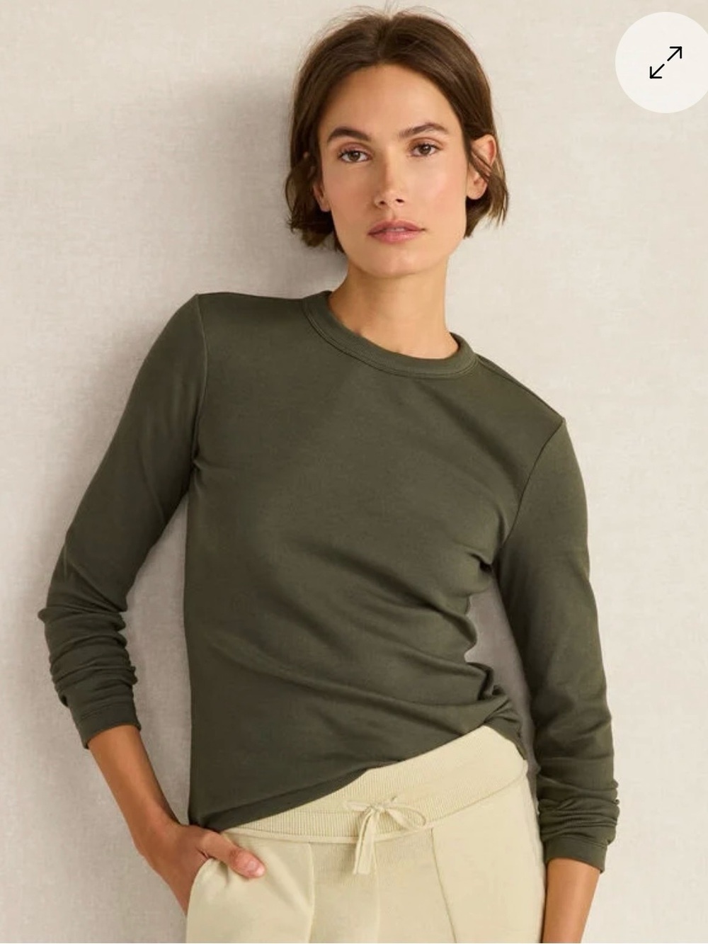 HAVEN WELL WITHIN  Long-Sleeve Crewneck Tee — Deep Willow — NWT